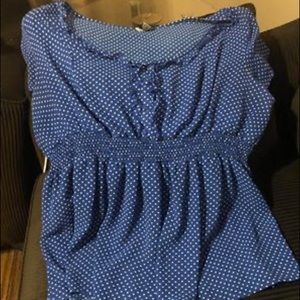 Torrid Blue Polka Dot empire waist top